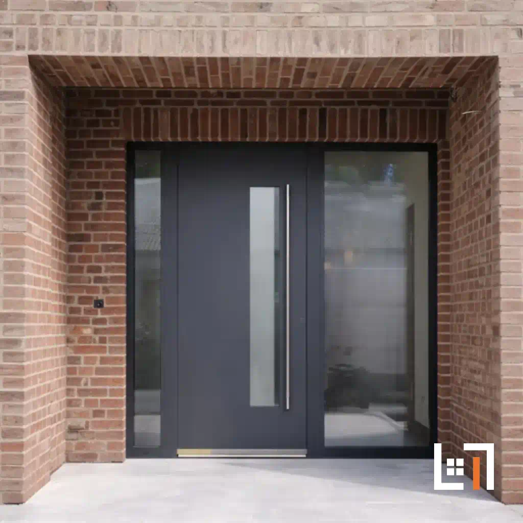 Anthrazitfarbene Haustür mit Seitenteil